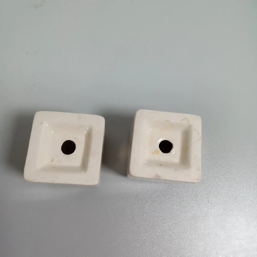 Vintage White Ceramic Cube Salt‎ and Pepper Shakers Gold Butterfly MCM Decor